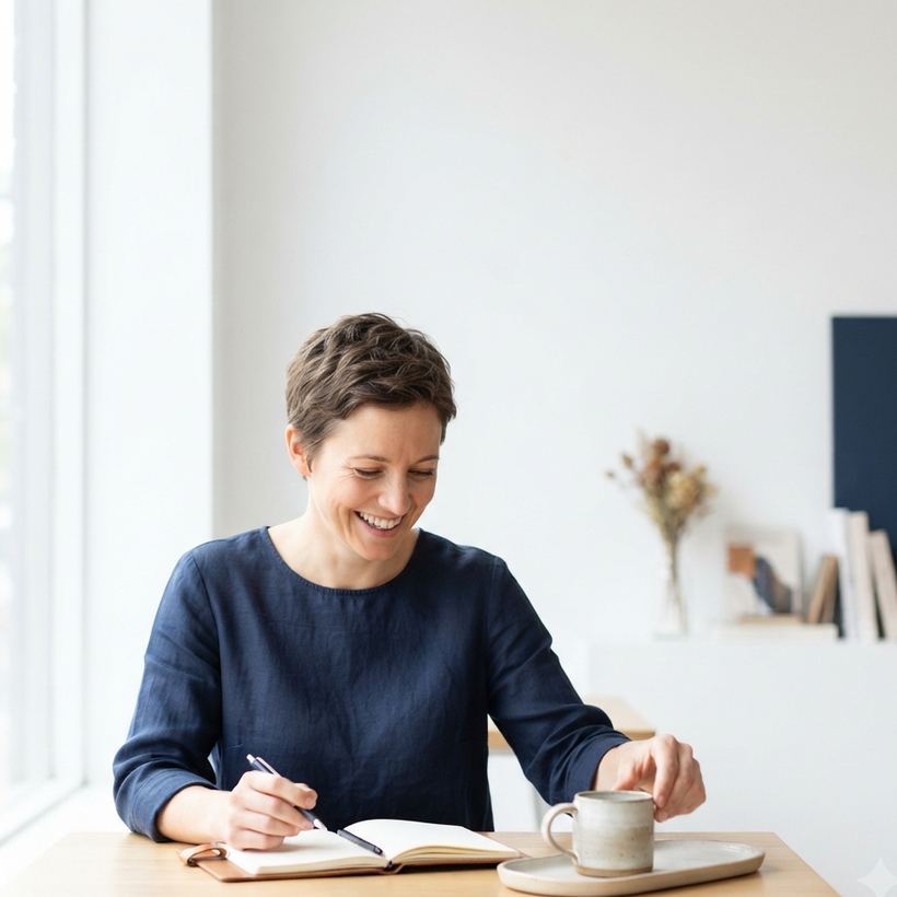 A small-business owner planning her day