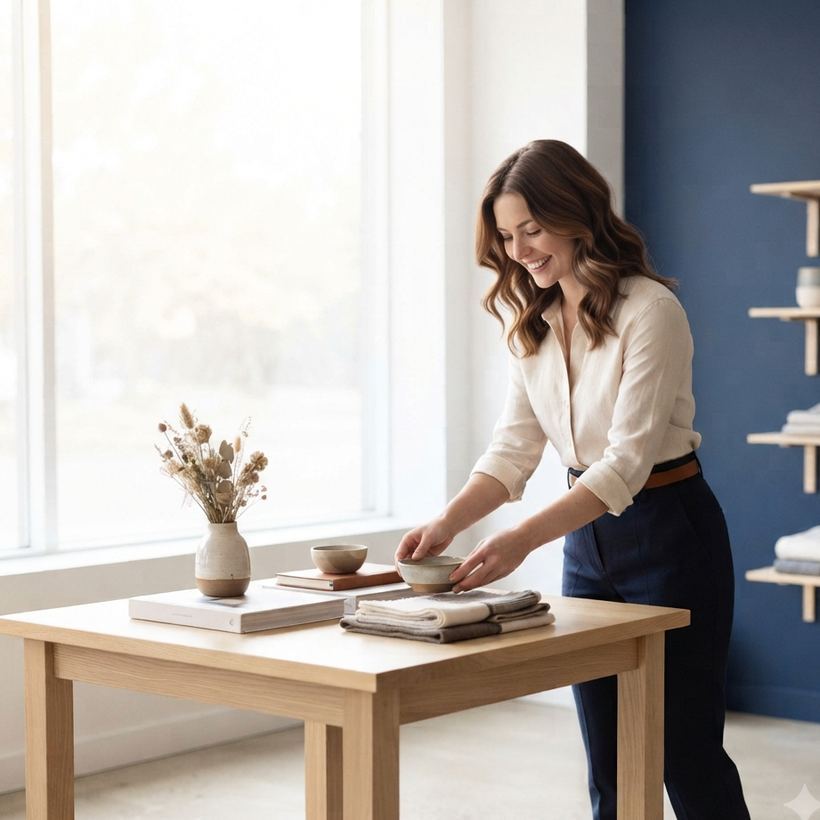 A small-business owner in her studio — get in touch with 24digital
