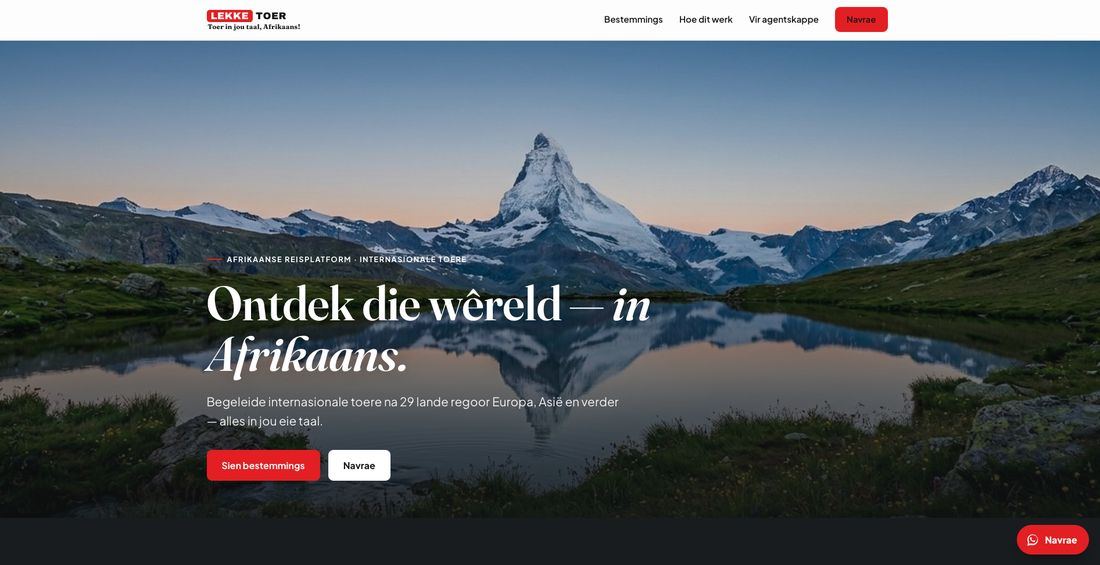 LekkeToer website built by 24digital